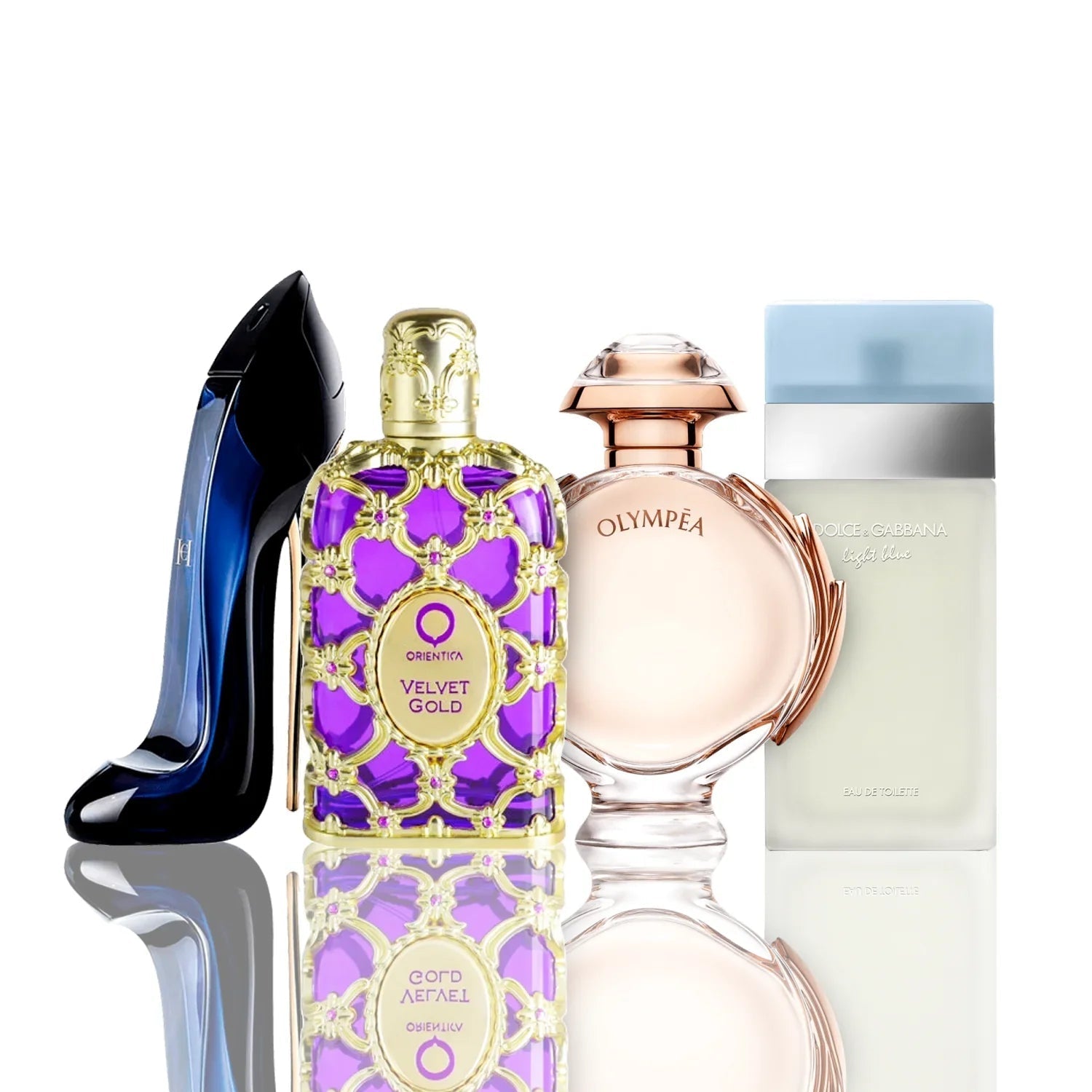 Set di 4 profumi | Light Blue + Velvet Gold + Good Girl + Olympéa
